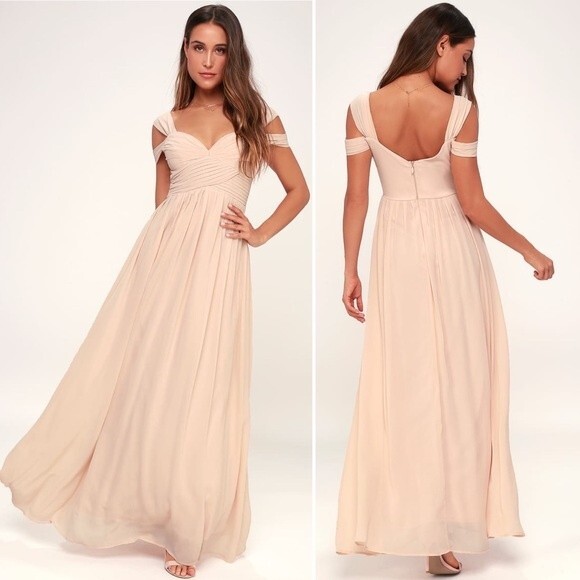 NEW Lulus Make Me Move Blush Pink Formal Floor Length Maxi Dress Size Large NWOT - Picture 3 of 11